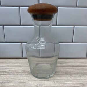 Dolphin Genuine Teakwood Lid Glass‎ Carafe Decanter Pitcher for Food Use